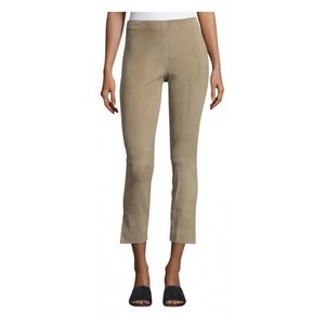 VINCE 100% LAMB LEATHER Cropped Suede Pants in Beige Size L